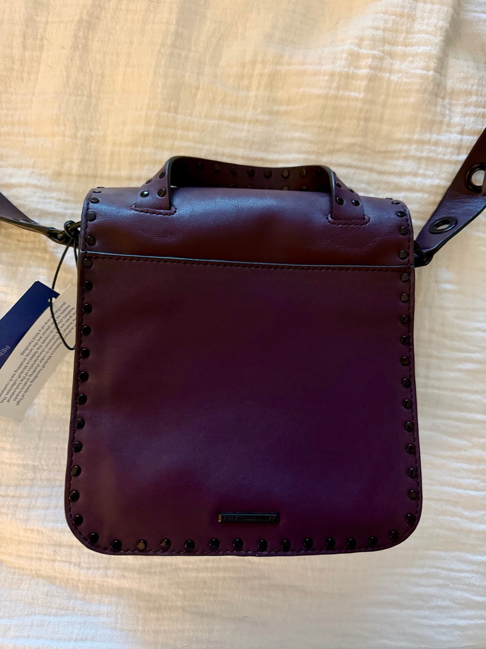 Rebecca Minkoff Plum Stud-Trim Leather Crossbody Bag - Picture 2 of 4
